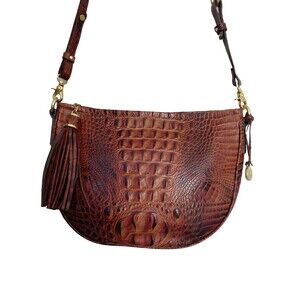 Brahmin Handbag Croc Embossed Leather Pecan Melbourne Crossbody